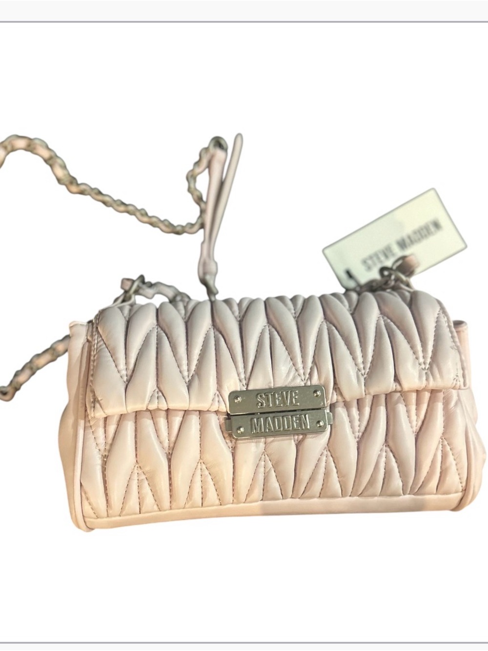 Steve Madden Quilted Crossbody Bag in Pale Pink
